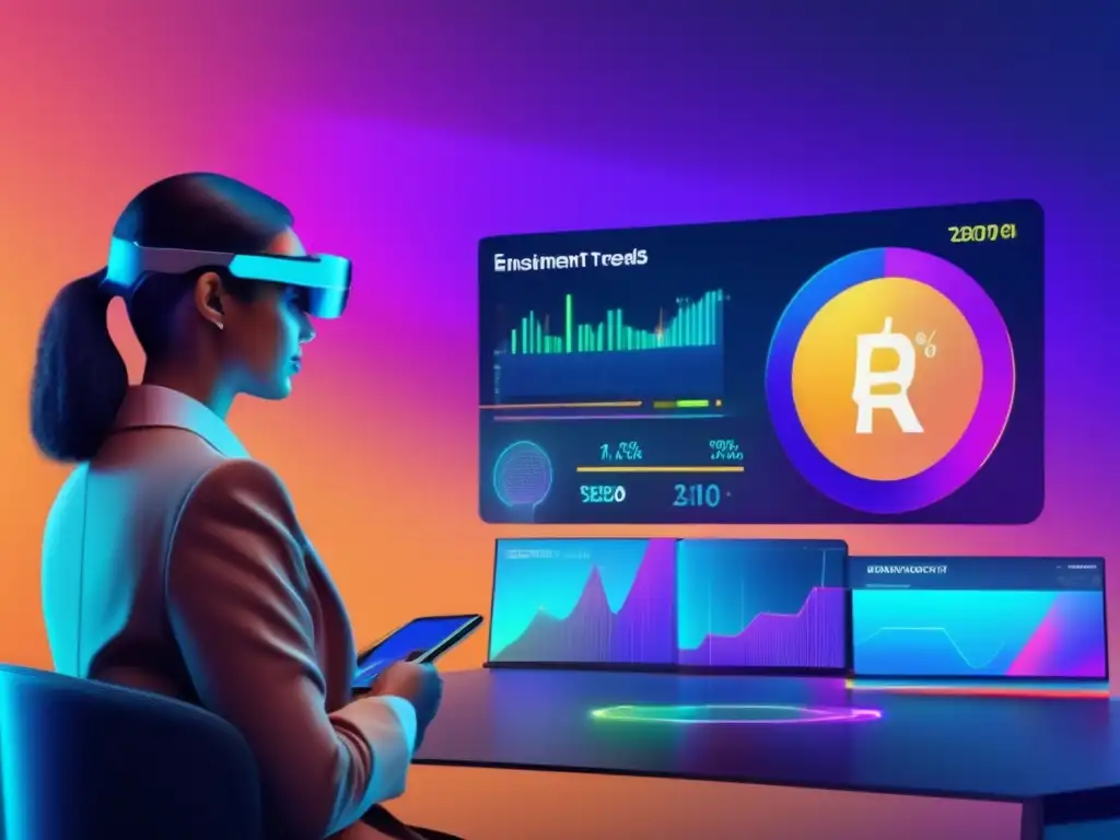 Plataforma de inversión AI: interfaz futurista y análisis de datos Transformación moderna en plataformas de inversión con IA