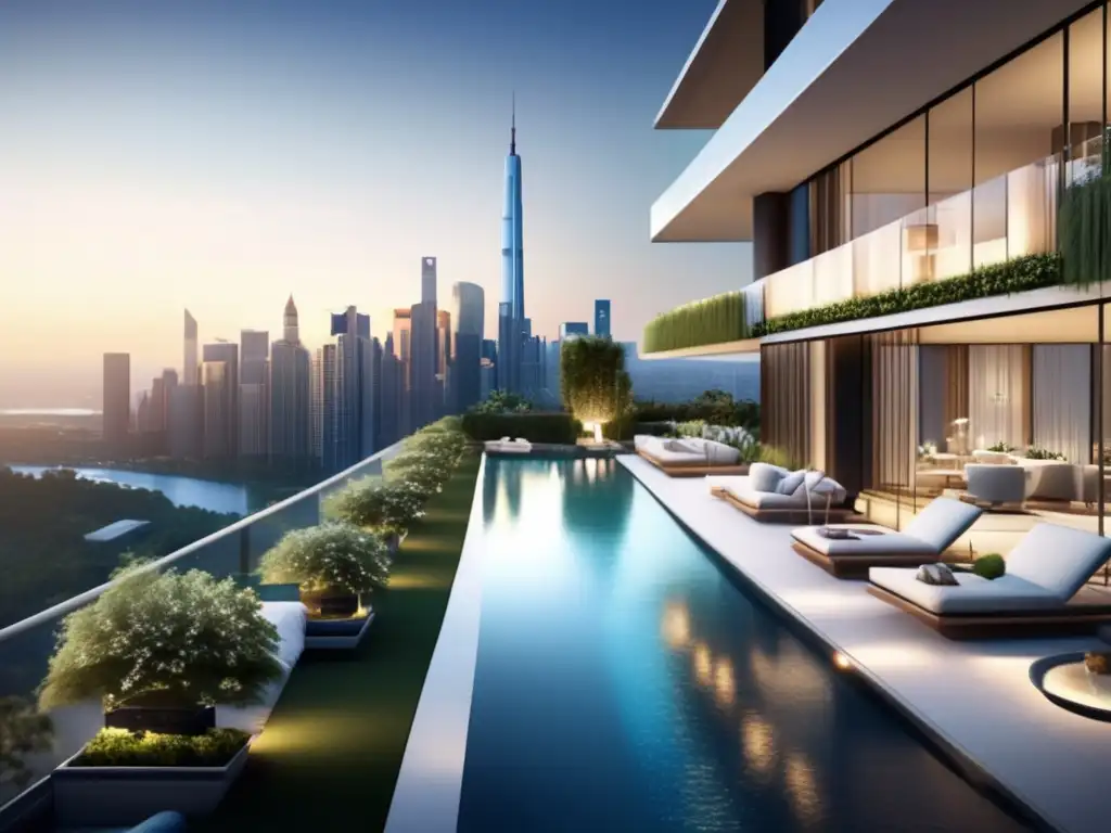 Lujoso complejo de apartamentos en una ciudad vibrante Moderno complejo de apartamentos en la ciudad con vistas panorámicas y amenidades de lujo