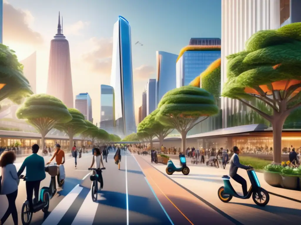 Ciudad sostenible con movilidad eco Movilidad sostenible transforma ciudad con oportunidades de inversión