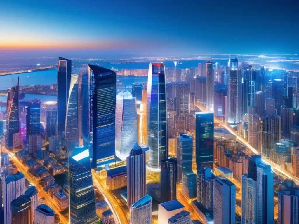Ciudad moderna con diversidad económica ETFs MultiActivos: Diversificación e Inversiones en imagen de ciudad moderna