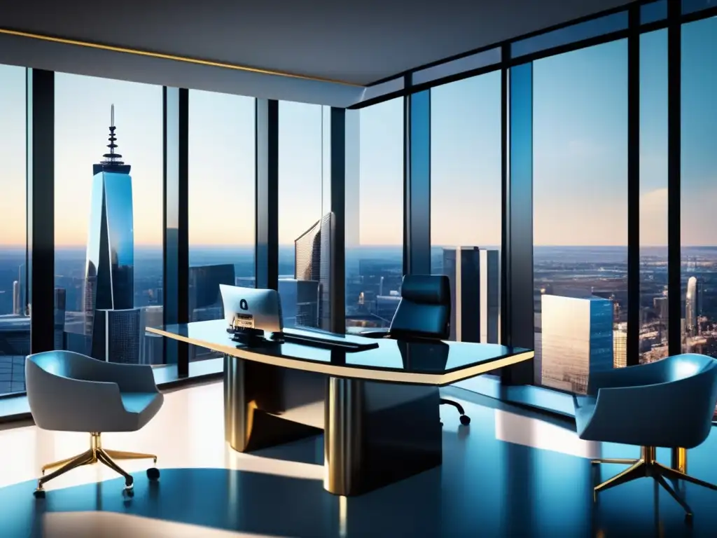 Oficina financiera de lujo con vista a la ciudad Oficina financiera moderna y lujosa con vista a la ciudad