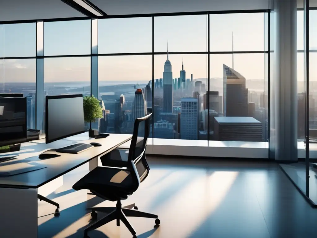 Oficina financiera moderna con vista panorámica Oficina financiera moderna con vista panorámica de la ciudad - Cursos de finanzas para no financieros