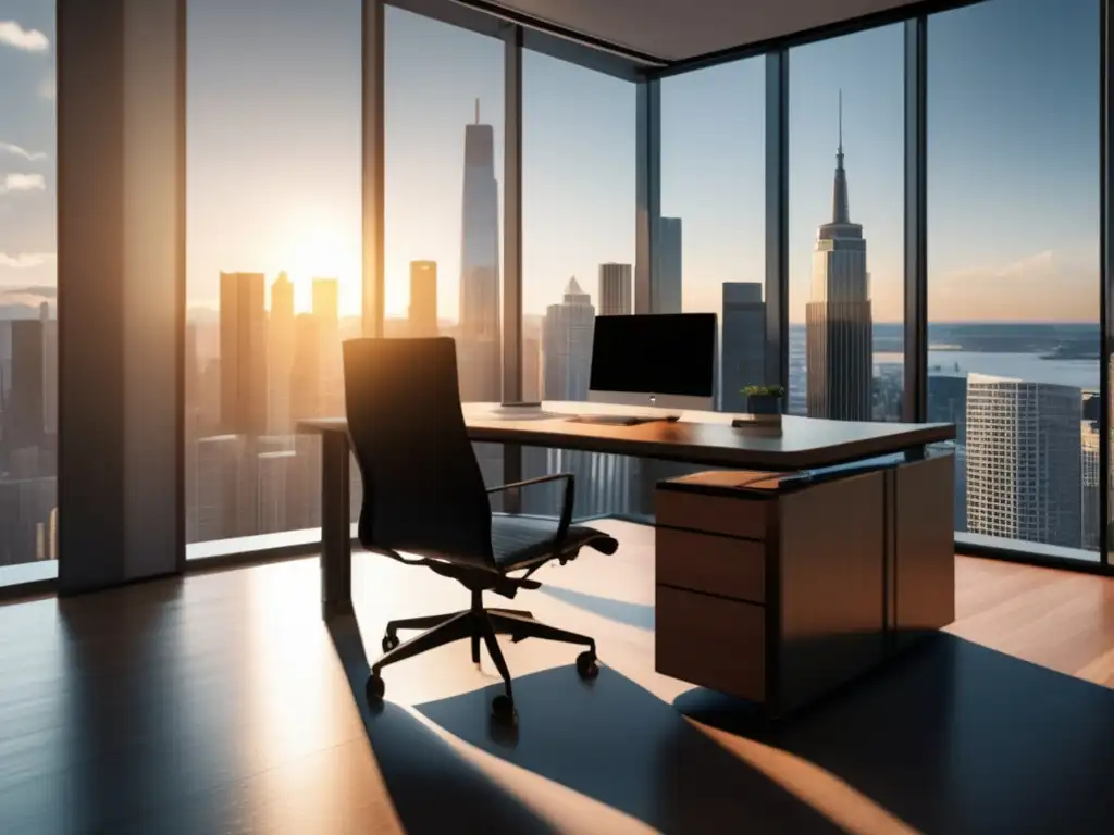 Oficina financiera moderna con vista a la ciudad Oficina financiera moderna con vista panorámica a la ciudad: Rentabilidad garantizada y desmitificación financiera