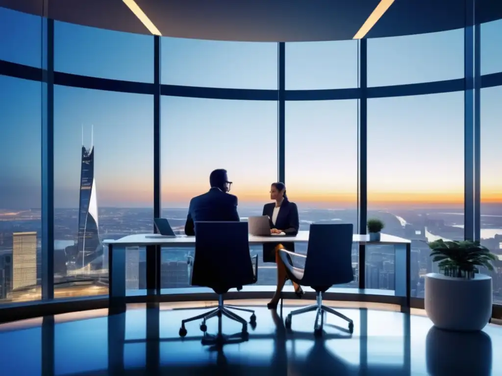 Oficina financiera moderna y profesional Oficina financiera con profesionales analizando gráficos y tomando decisiones de inversión - Lecciones de inversión financiera