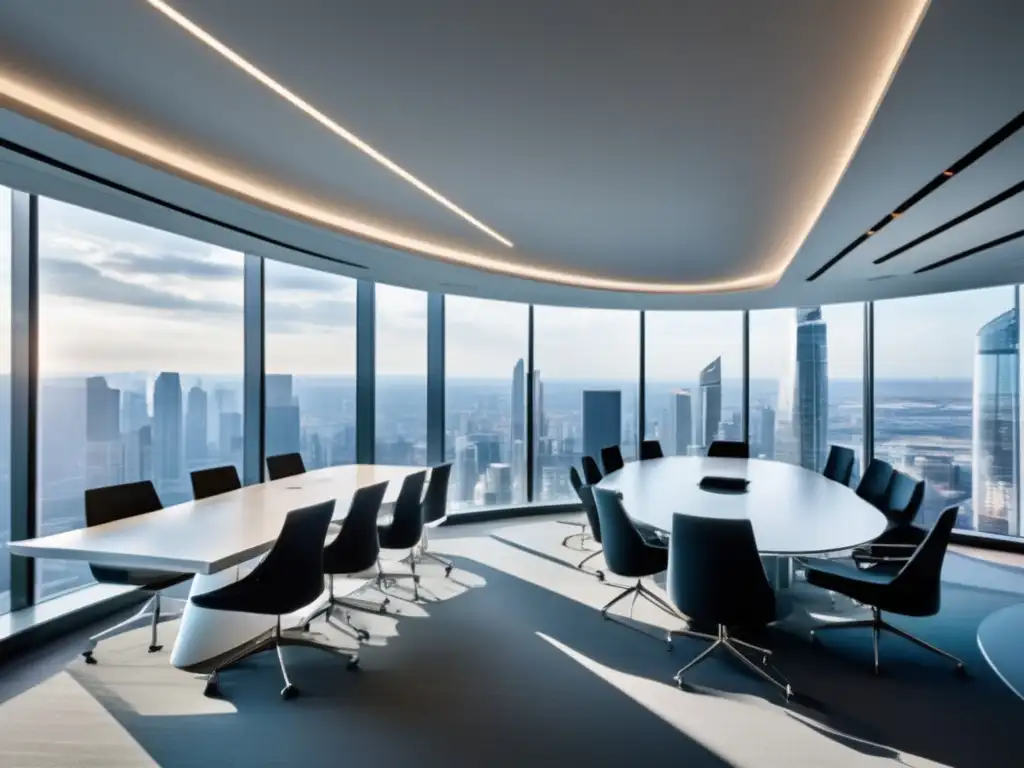 Oficina futurista con vista a la ciudad Oficina futurista con vista a la ciudad