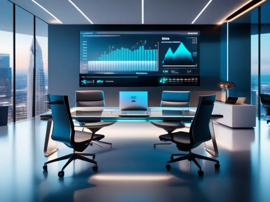 Oficina moderna con tecnología y seguridad Oficina moderna, alta tecnología y educación: Ciberriesgos en inversiones financieras