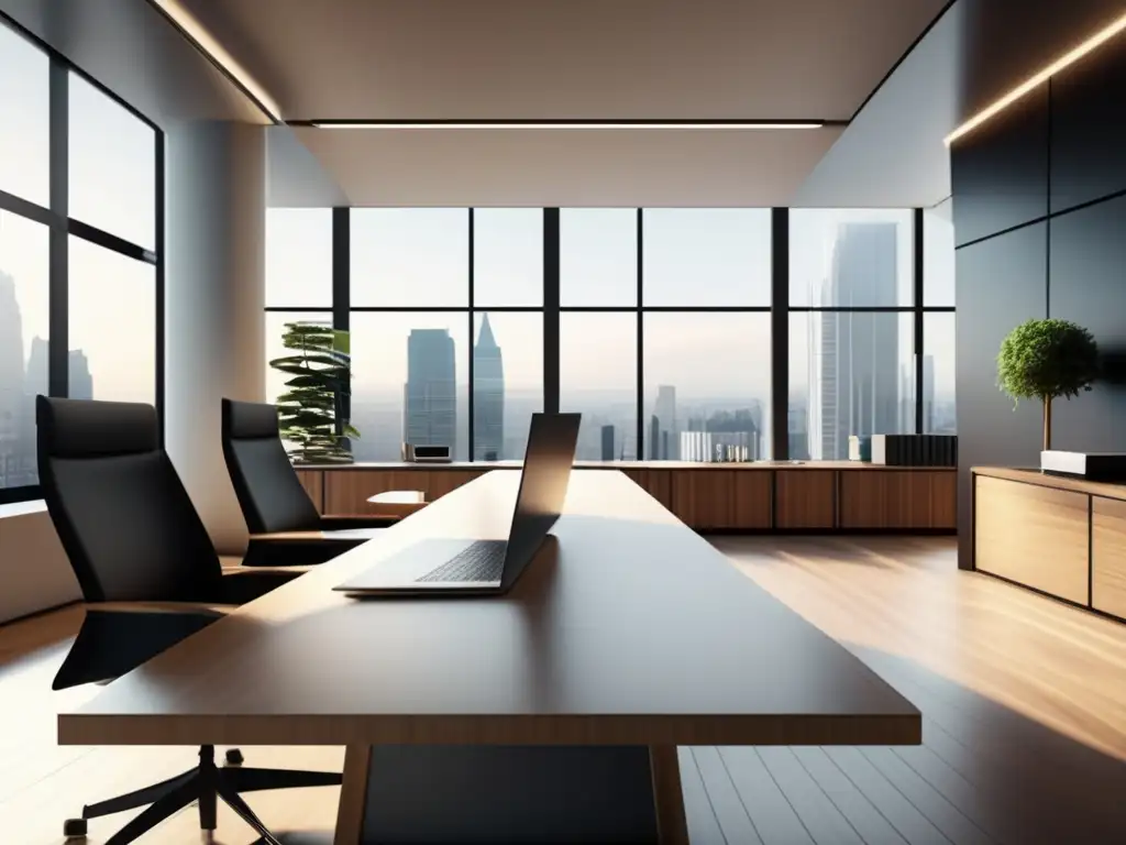 Oficina moderna y minimalista Oficina moderna con diseño minimalista y detalles en 8k