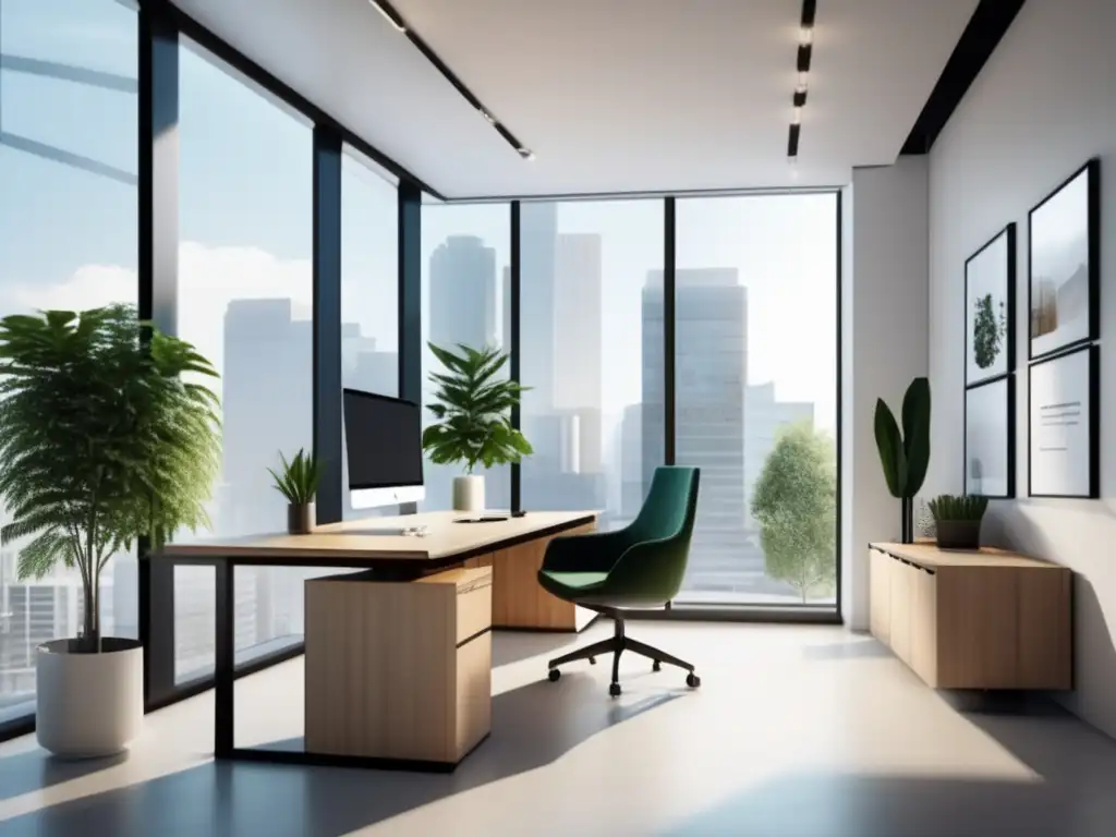 Espacio de oficina moderno con diseño minimalista Oficina moderna con diseño minimalista, ideal para invertir en plataformas tradicionales con poco capital