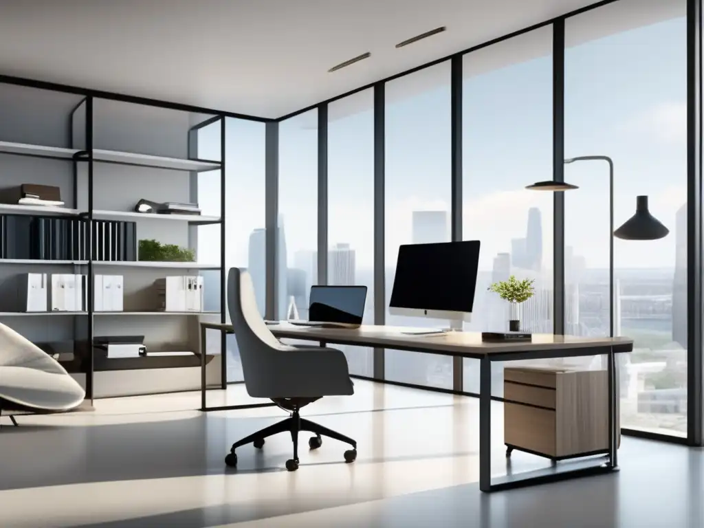 Oficina moderna con diseño minimalista Oficina moderna con diseño minimalista y plataformas tradicionales de inversión