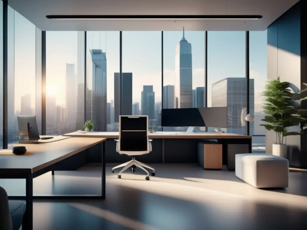 Espacio de oficina moderno y minimalista Oficina moderna con diseño minimalista
