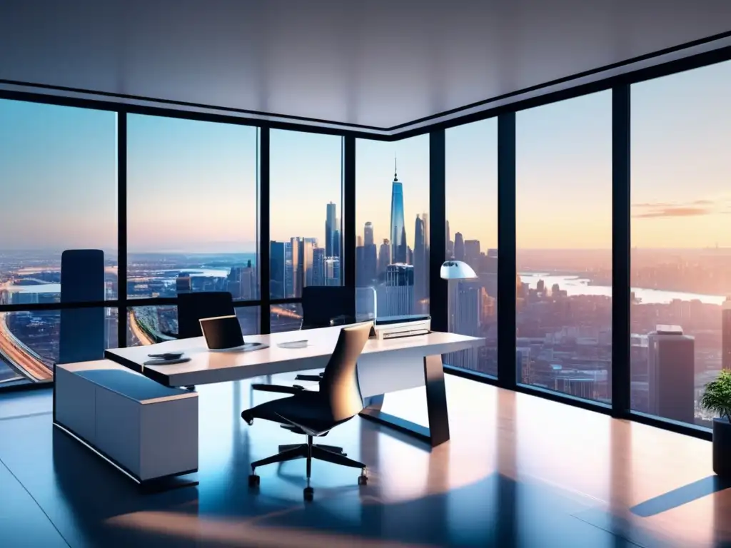 Oficina moderna con vista a la ciudad Oficina moderna y elegante con vista a la ciudad: Optimización fiscal inversionistas alto patrimonio