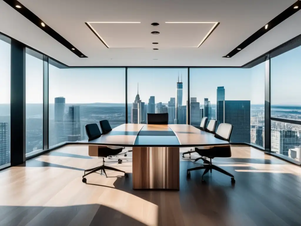 Oficina moderna con vista panorámica Oficina moderna y elegante con vista panorámica de la ciudad - Fiscalidad bolsa aprendizaje inversores novatos