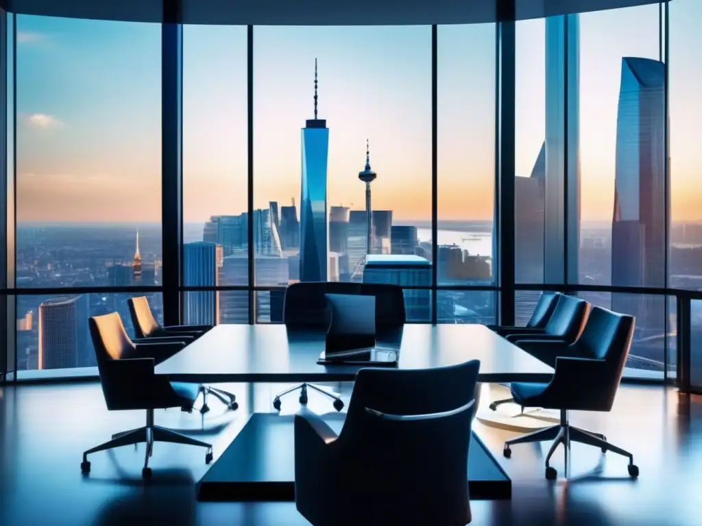 Oficina de finanzas global y inversiones Oficina moderna y elegante con vista panorámica de la ciudad para inversionistas internacionales