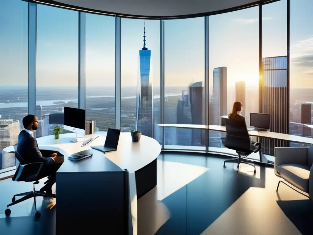 Oficina moderna con vista panorámica Oficina moderna y elegante con vista panorámica a la ciudad
