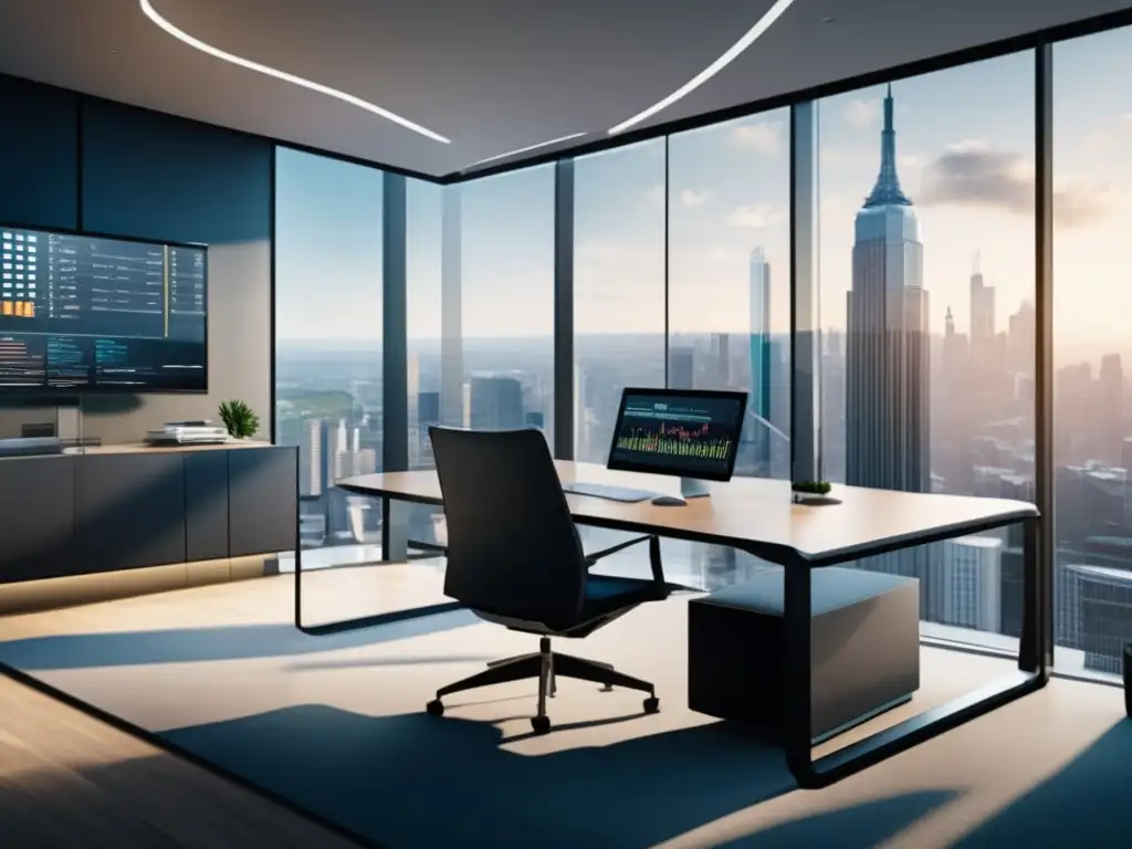 Oficina financiera segura y accesible Oficina moderna y elegante con vistas panorámicas de la ciudad