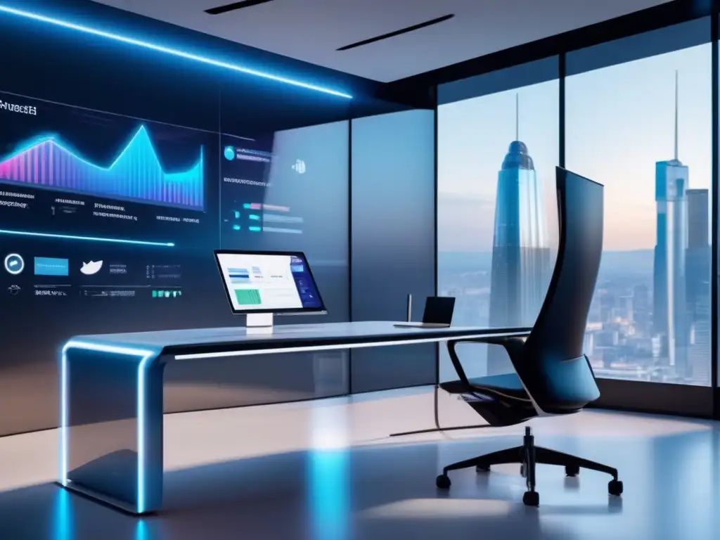 Oficina moderna con IA financiera Oficina moderna con IA personalizada para inversiones financieras