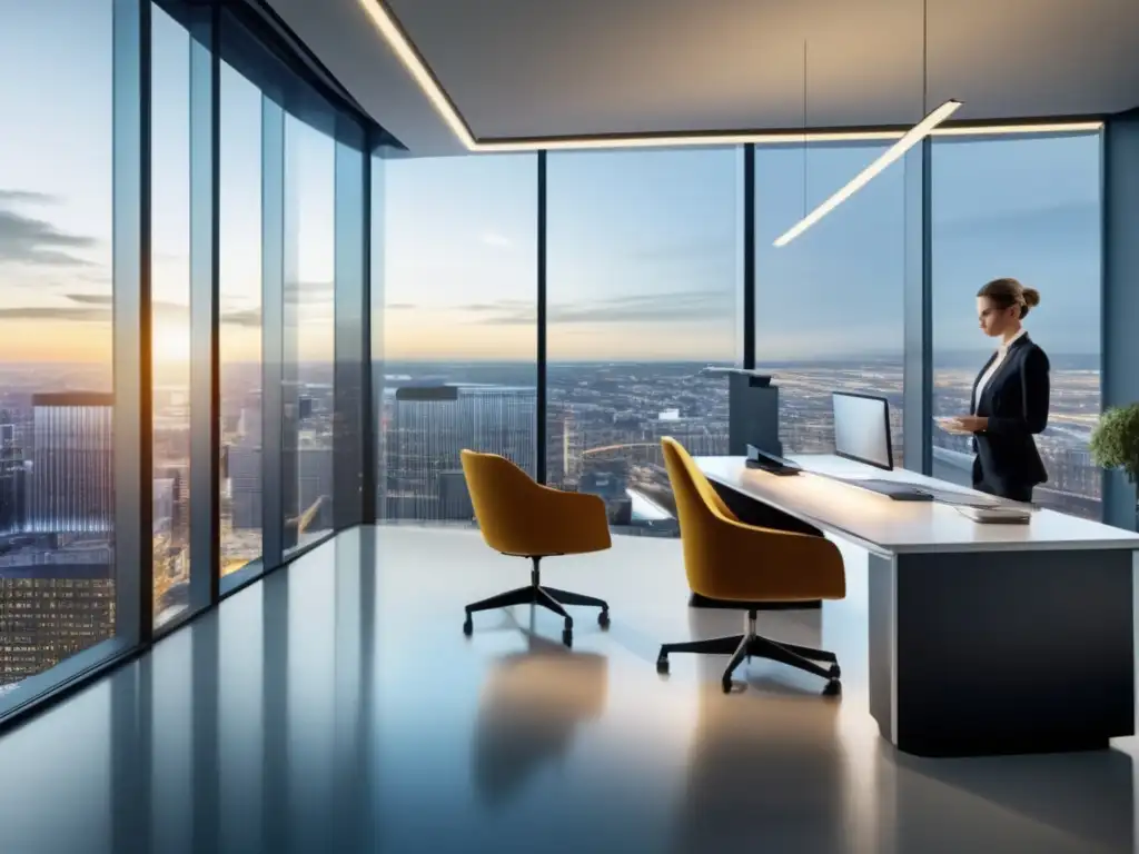 Oficina moderna con vista a la ciudad Oficina moderna y luminosa con vista a la ciudad