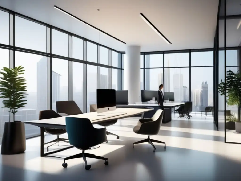 Oficina moderna y profesional Oficina moderna con luz natural y profesionales diversificados: Política monetaria en recesión inversión