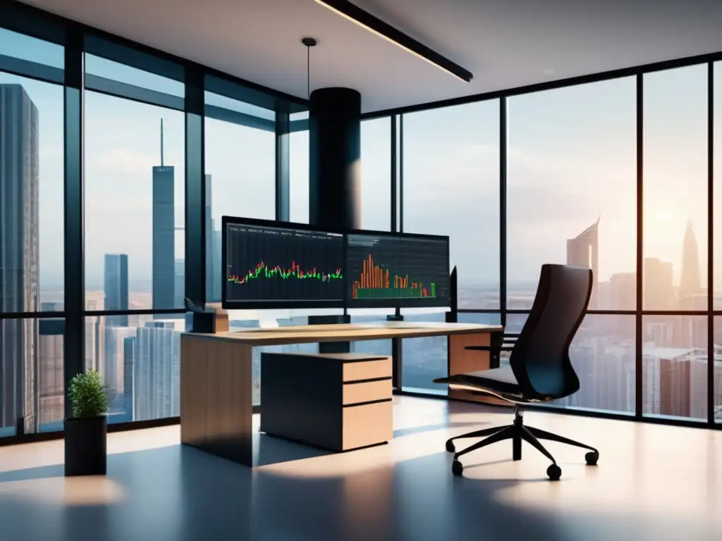 Oficina moderna con luz natural y ETFs MultiActivos Oficina moderna con luz natural y escritorio minimalista