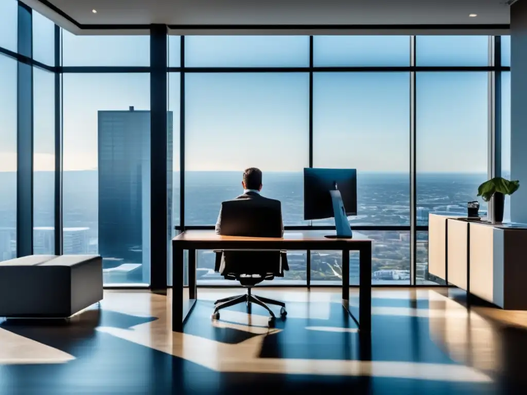 Oficina moderna y motivadora para inversores Oficina moderna y minimalista, reflejo de la fortaleza mental de inversionistas exitosos