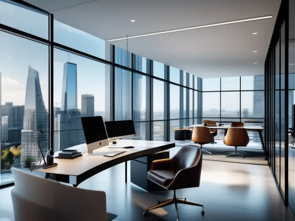 Espacio de oficina moderno con diseño minimalista Oficina moderna: plataforma inversión éxito