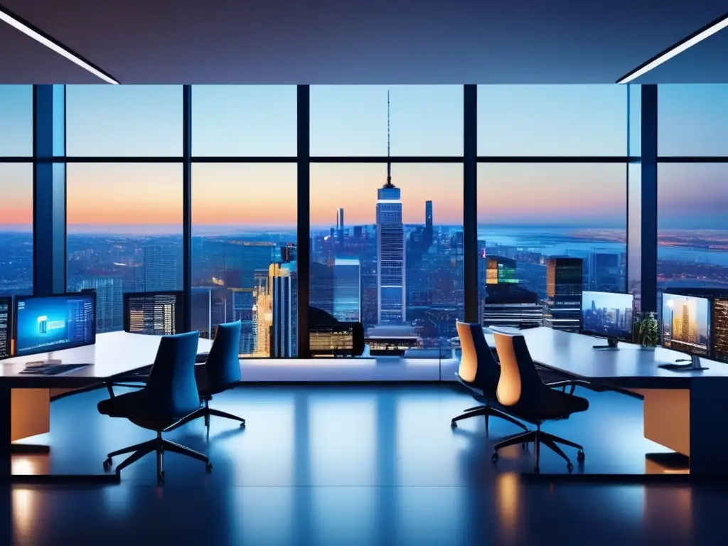 Oficina moderna con profesionales analizando estrategias Oficina moderna con profesionales analizando datos y discutiendo - Estrategias avanzadas de ETFs y Fondos Mutuos