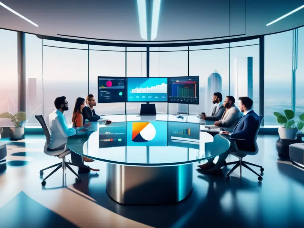 Estrategias exitosas para ICO Oficina moderna con profesionales discutiendo estrategias ICO exitosas