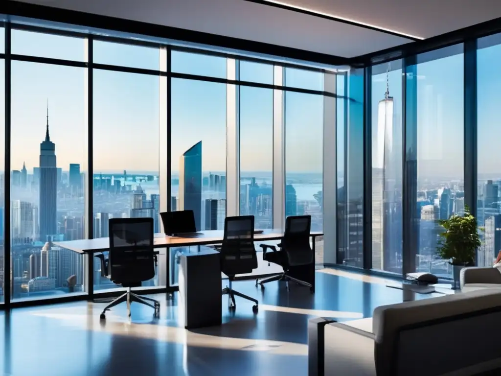 Oficina moderna con profesionales enfocados y gráficos en tiempo real Oficina moderna, profesionales colaborando en estrategias avanzadas de ETFs y Fondos Mutuos