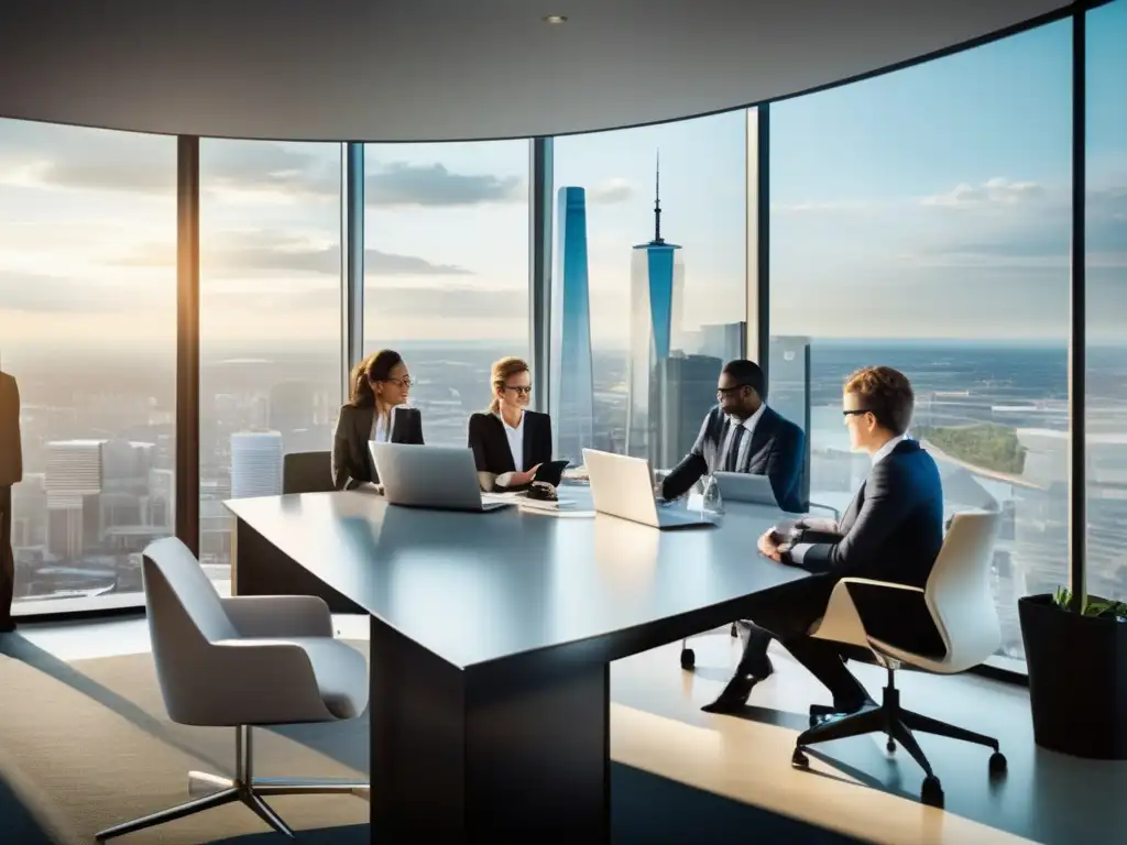 Oficina moderna con profesionales y vistas a la ciudad Oficina moderna con profesionales, fiscalidad internacional e inversiones transfronterizas