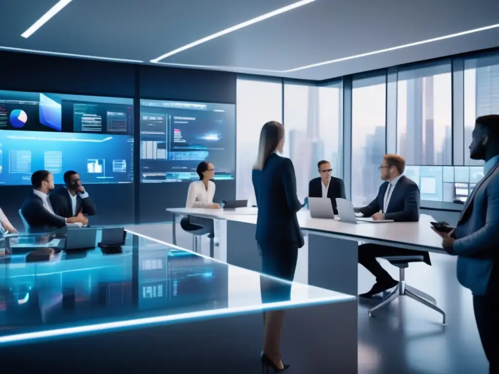 Oficina moderna con profesionales y tecnología Oficina moderna con profesionales y software integrador en inversiones