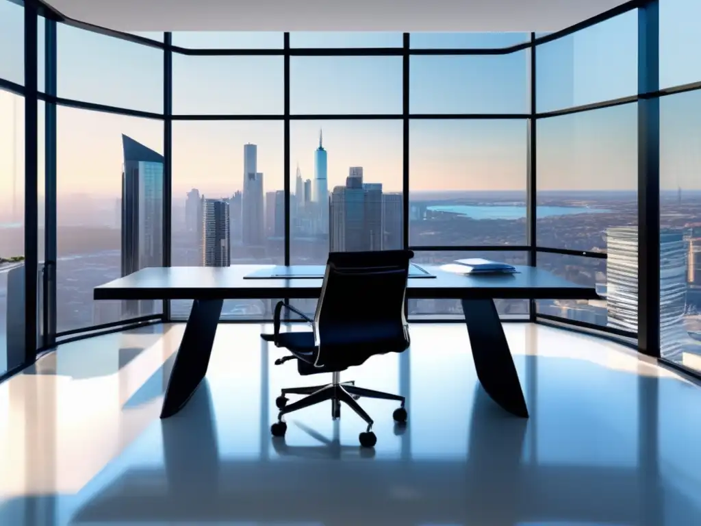 Oficina moderna con vista a la ciudad Oficina moderna con vista a la ciudad y muebles elegantes - Tácticas de negociación para flippers
