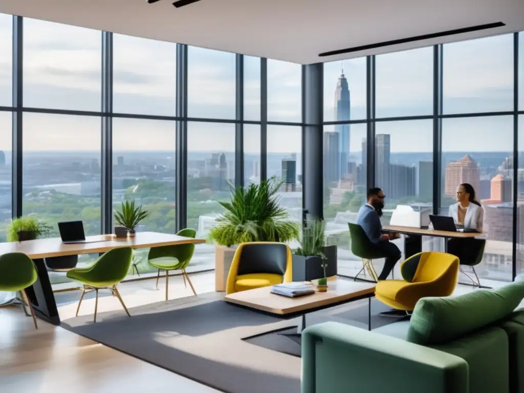 Oficina moderna con vista urbana Oficina moderna con vista a la ciudad: beneficios e incentivos de la fiscalidad para inversionistas en startups