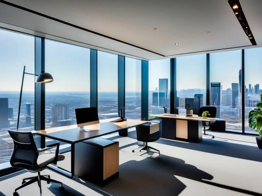 Oficina moderna con vista panorámica Oficina moderna con vista a la ciudad: Asesores inmobiliarios para inversiones exitosas