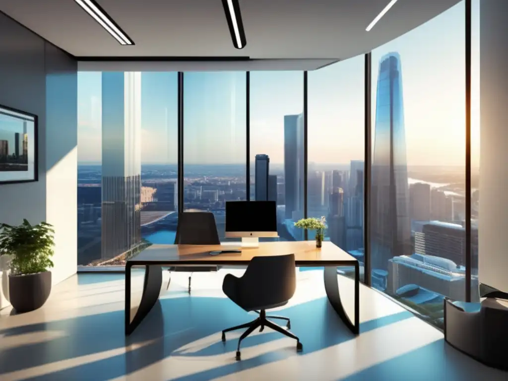 Oficina moderna y sofisticada Oficina moderna con vista a la ciudad y ratios financieros inversión potencial