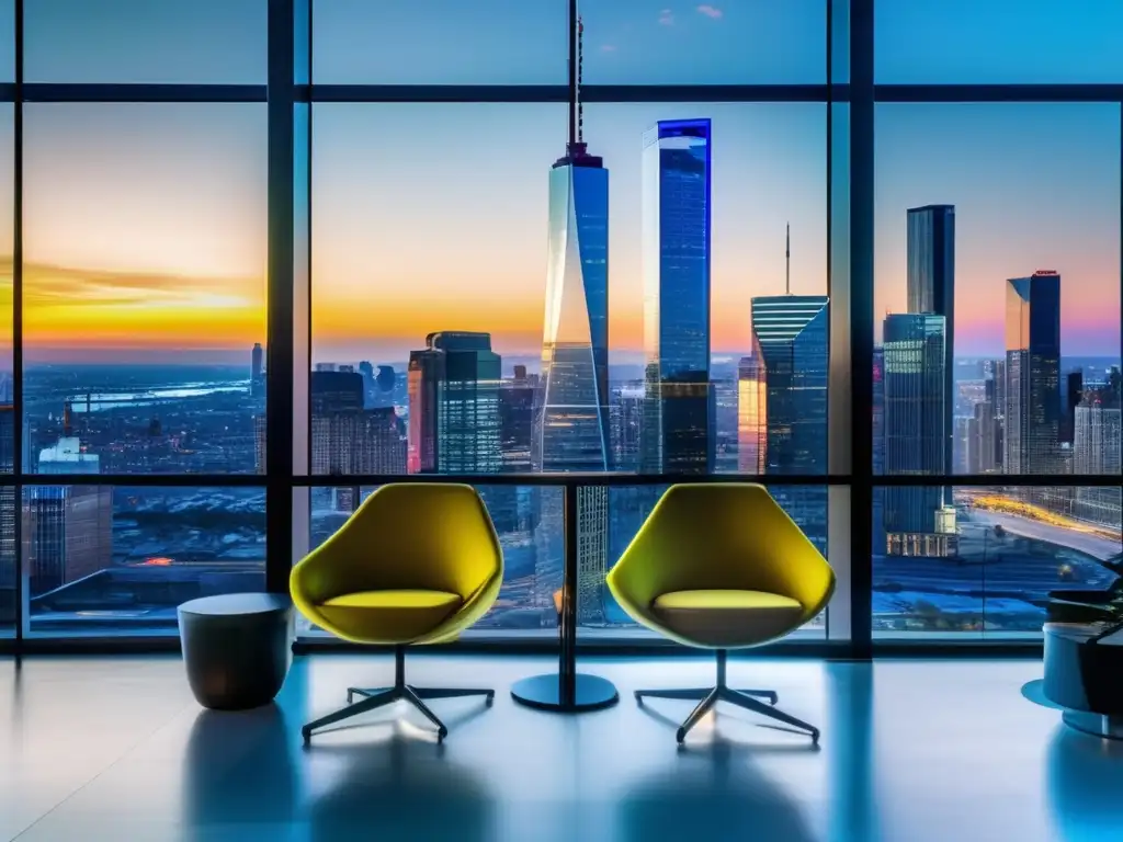 Oficina moderna con vista a la ciudad Oficina moderna con vista a la ciudad: Cursos ETFs y Fondos Mutuos