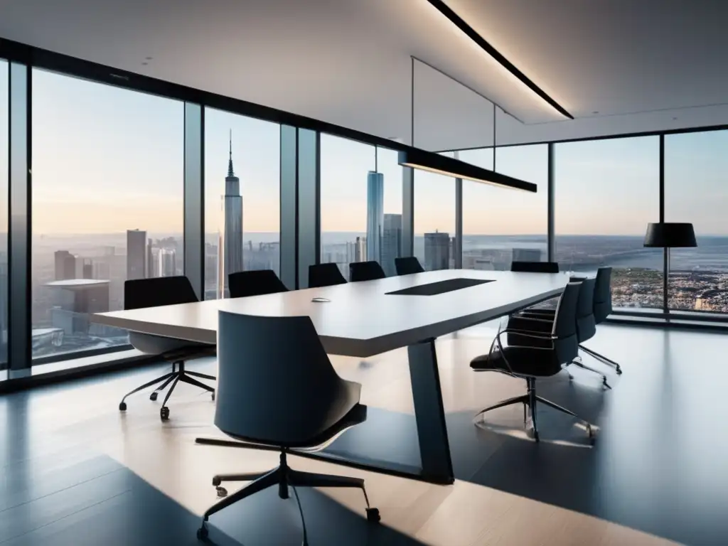 Oficina moderna con vista a la ciudad Oficina moderna con vista a la ciudad, muebles elegantes y ambiente luminoso - Análisis Fundamental para inversiones empresariales