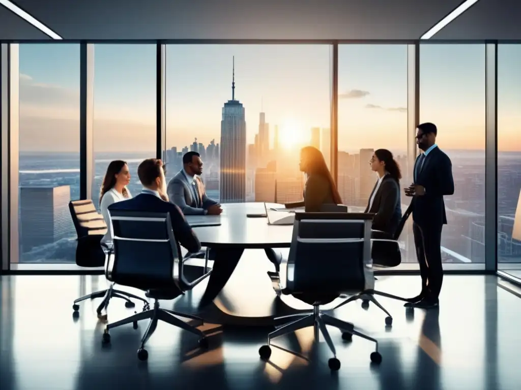 Oficina moderna con vista panorámica Oficina moderna con vista a la ciudad