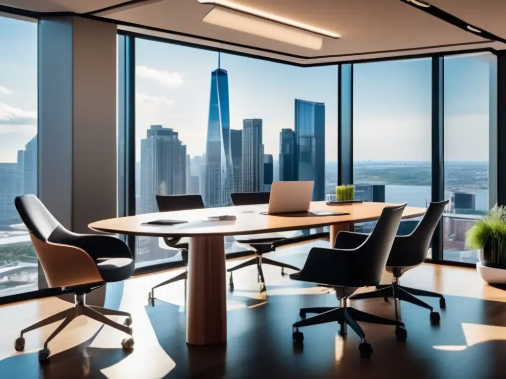 Oficina moderna con profesionales discutiendo Oficina moderna con vista a la ciudad: Controlar emociones al invertir