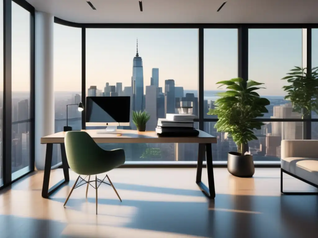 Oficina moderna con vista a la ciudad Oficina moderna con vista a la ciudad: Beneficios del mindfulness en inversiones
