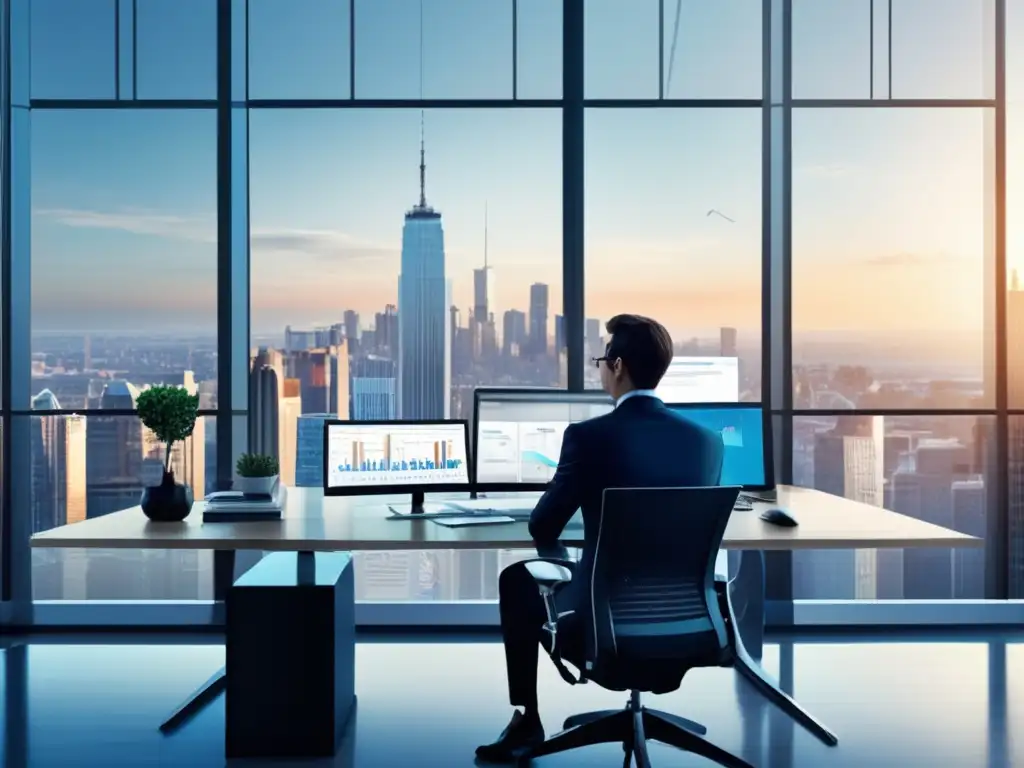 Oficina moderna con vista a la ciudad Oficina moderna con vista a la ciudad