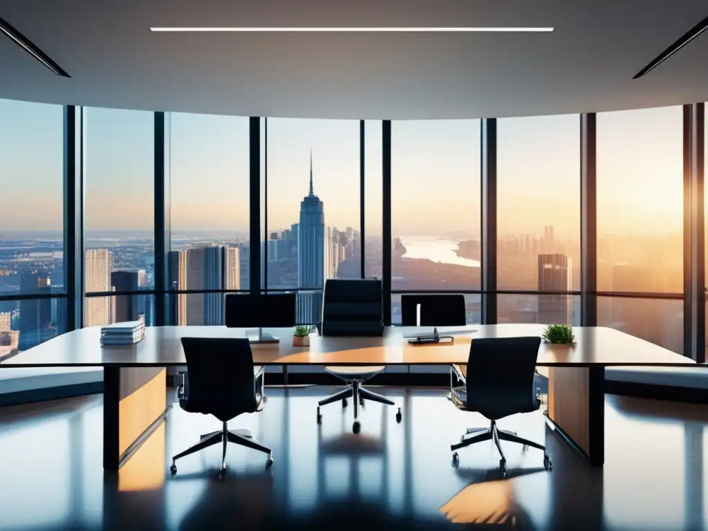 Oficina moderna y sofisticada Oficina moderna con vista a la ciudad