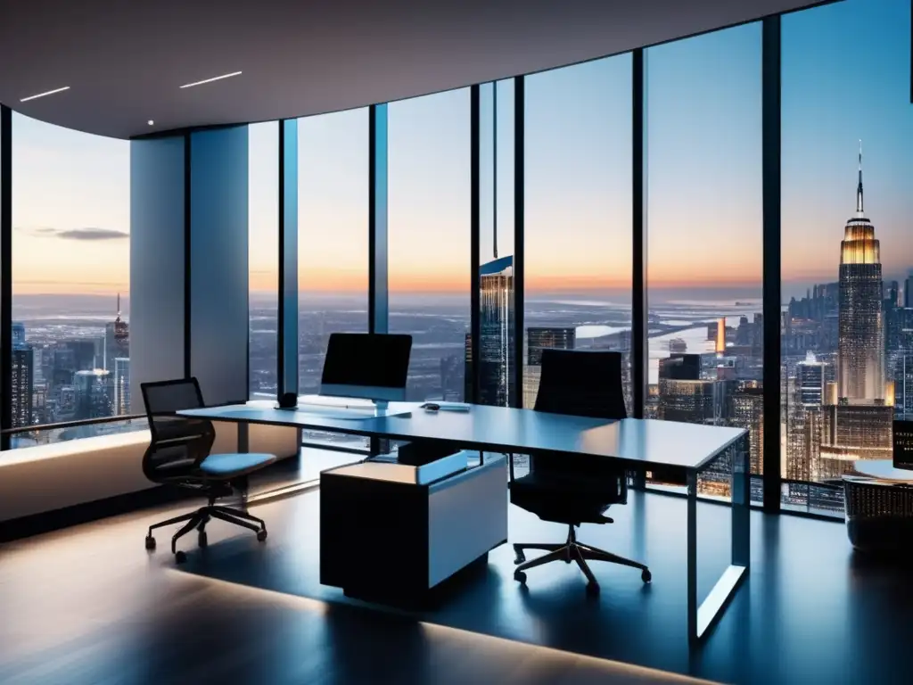 Oficina moderna con vista a la ciudad Oficina moderna con vista a la ciudad