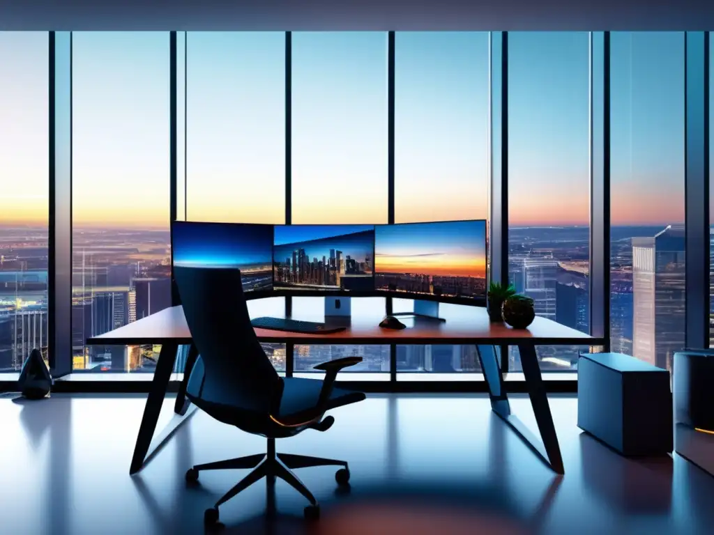 Oficina moderna con vista panorámica Oficina moderna con vista a la ciudad - Estrategias de inversión a corto plazo