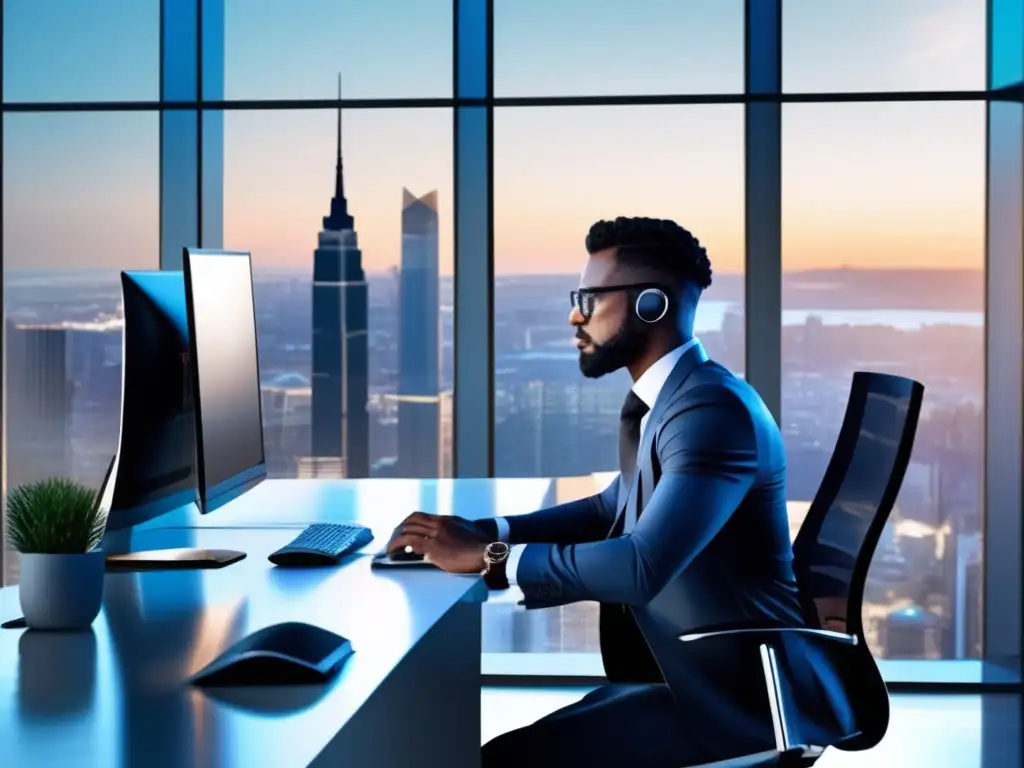 Oficina moderna con vista impresionante Oficina moderna con vista impresionante de la ciudad