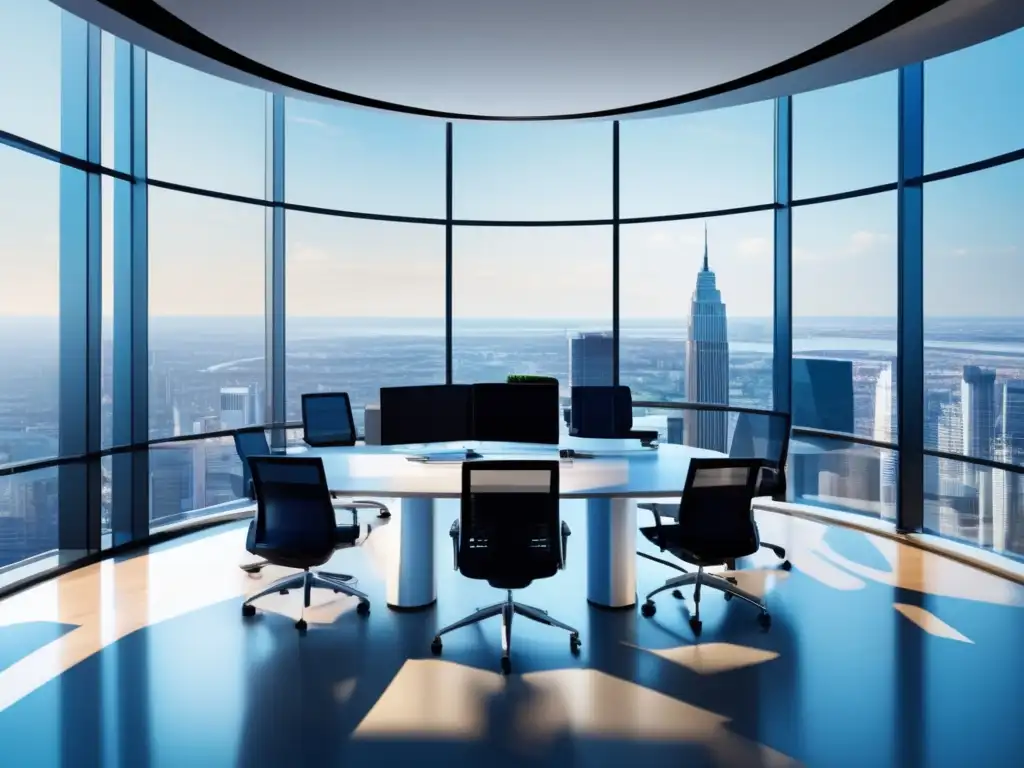 Oficina moderna con profesionales y tecnología Oficina moderna con vista panorámica y profesionales discutiendo sobre Plataformas de inversión 2023