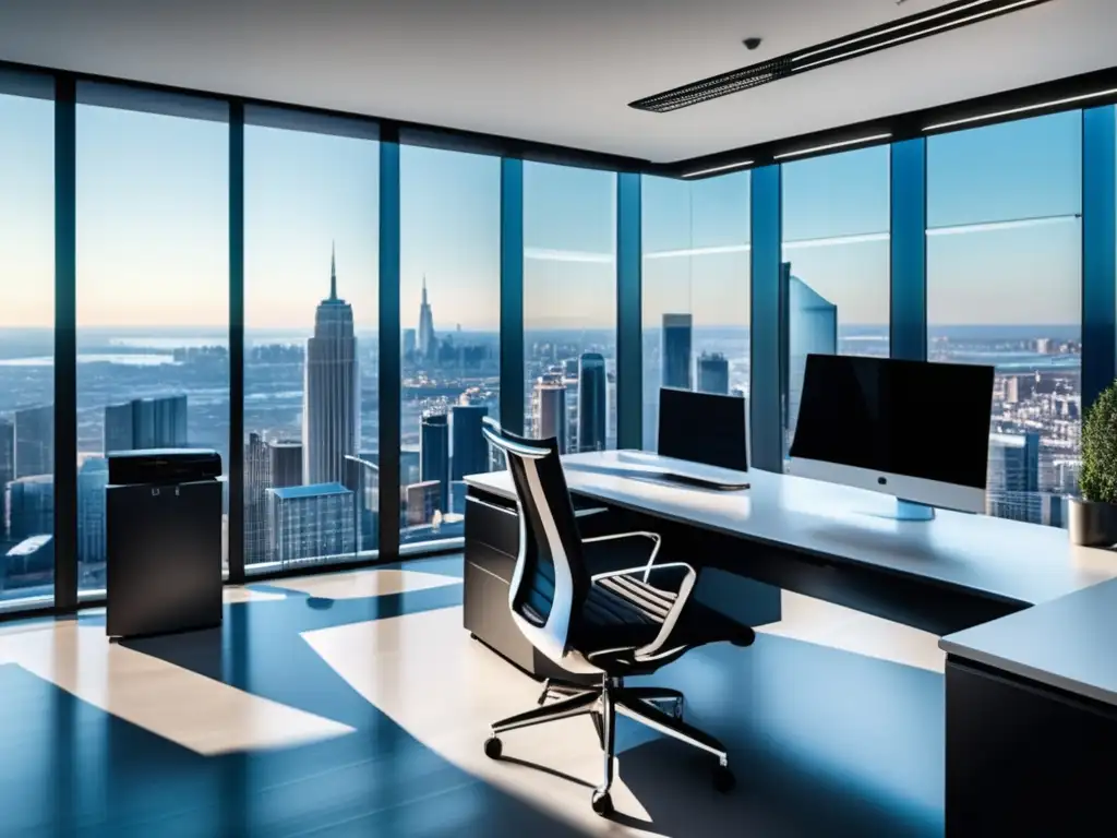 Espacio de oficina moderno con vista a la ciudad Oficina moderna con vista panorámica de ciudad - Certificaciones de Planificación Financiera Avanzada