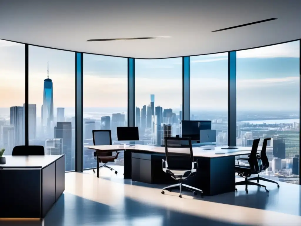 Oficina moderna con vista panorámica Oficina moderna con vista panorámica de la ciudad - Estrategias fiscales para inversores