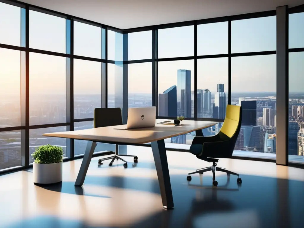 Oficina moderna con vista panorámica (50 caracteres) Oficina moderna con vista panorámica de la ciudad y estrategias de planificación fiscal para impuestos