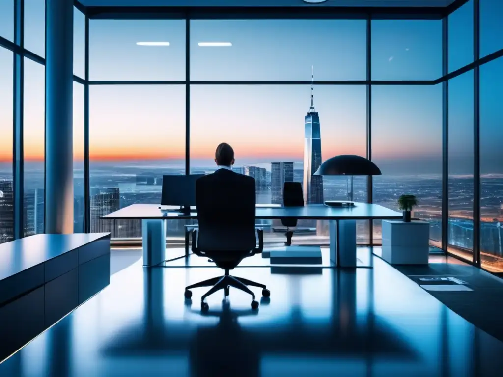 Oficina moderna con vista panorámica de la ciudad Oficina moderna con vista panorámica a la ciudad, análisis financiero y evitando errores en análisis fundamental