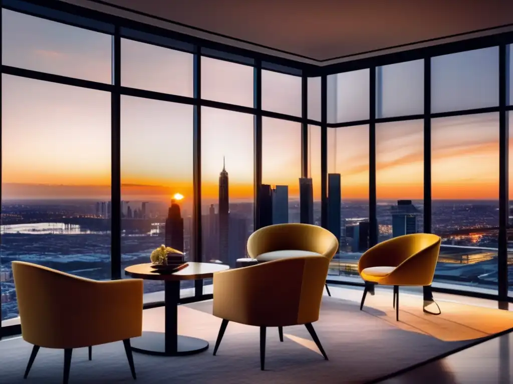 Oficina moderna con vista panorámica al atardecer Oficina moderna con vista panorámica al atardecer - Inversiones alternativas en tiempos de incertidumbre